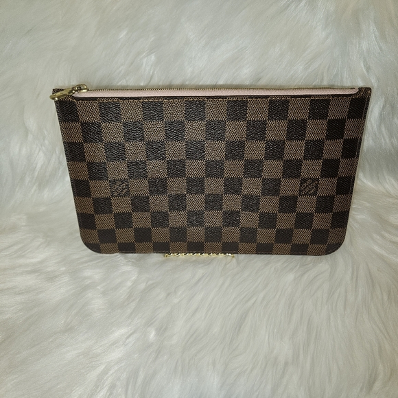 Louis Vuitton Damier Ebene Neverfull MM Pouch w/ Rose Ballerine Interior… - Picture 2 of 14